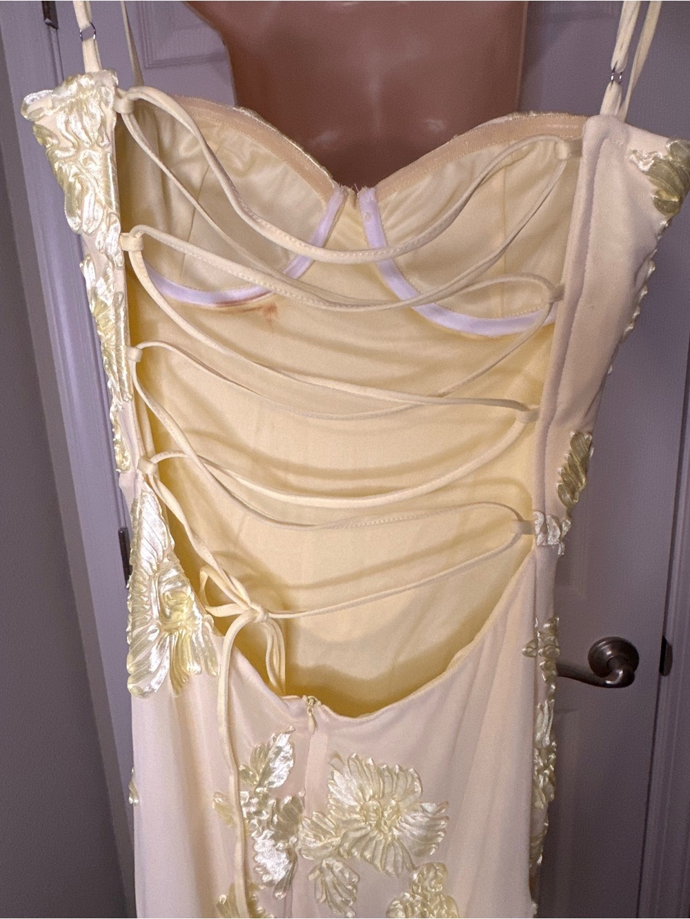 Miss Rosier Sleeveless Yellow Floral Embroidered Maxi Dress - Picture 8 of 8